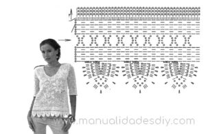 Blusa tejida en técnica de crochet filet Manualidades Y