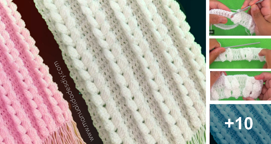 Bufanda de Trenzas Verticales 3D en Crochet ⋆ Manualidades DIYManualidades Y DIY