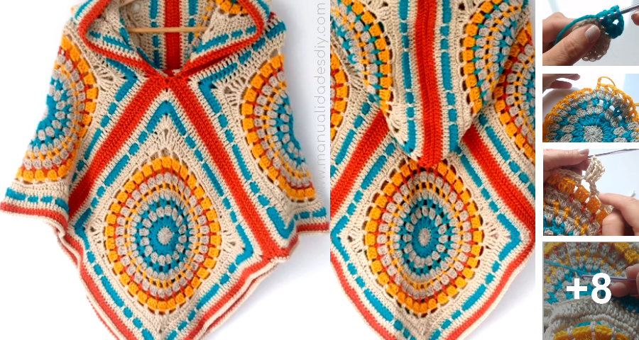 Hacer Un Hermoso Poncho Capucha a Crochet ⋆ Manualidades Y DIYManualidades DIY